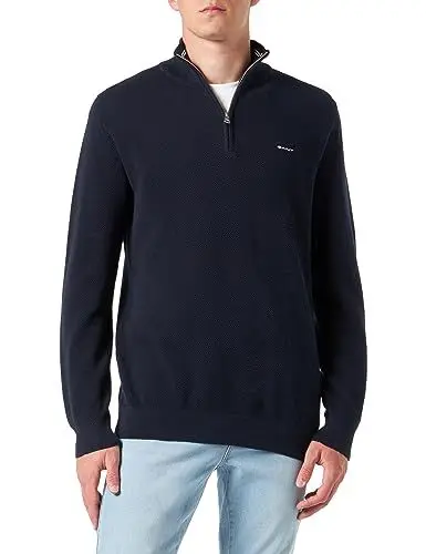 Produktbild: GANT Herren Cotton Pique Halfzip Pullover, Evening Blue, L EU