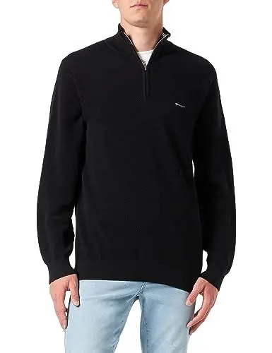 Produktbild: Gant Herren Cotton Pique Halfzip Pullover, Schwarz, M EU