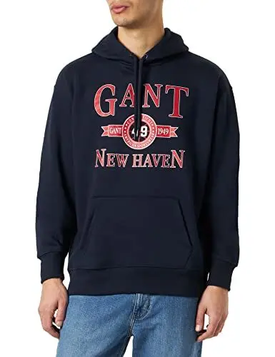 Produktbild: GANT Herren Crest Hoodie Retro Logo Kapuzenpullover, Evening Blue, L