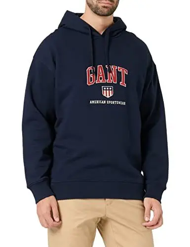 Produktbild: GANT Herren D.2 Retro Shield Sweat Hoodie Kapuzenpullover, Evening Blue, M