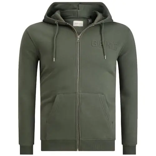 Produktbild: GANT Herren Embossed Full-Zip Hoodie Sweatshirt, Dark Earthy Green, XXXL
