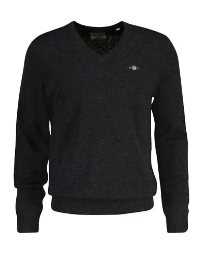 Produktbild: GANT Herren Extrafine Lambswool V-Neck Pullover, DK Charcoal Melange, L