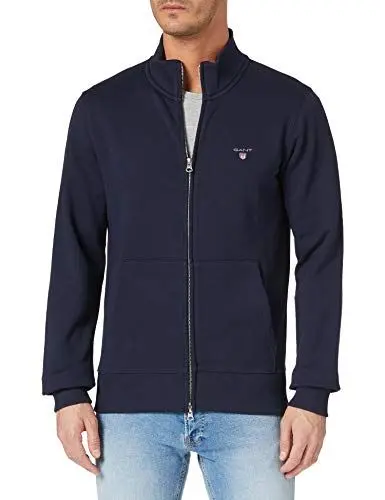 Produktbild: GANT Herren Full Zip Cardigan ORIGINAL Strickjacke MIT REIßVERSCHLUSS, Evening Blue, M