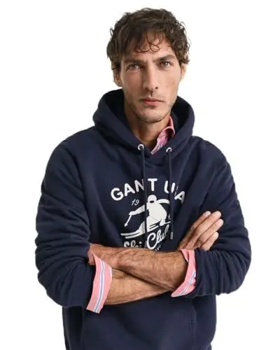 Produktbild: GANT Herren Graphic Hoodie Kapuzenpullover, Evening Blue, L