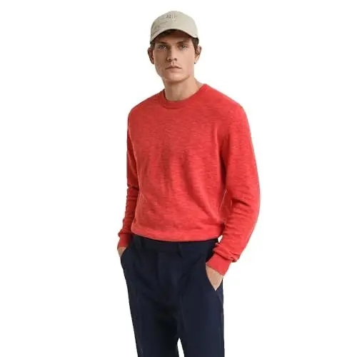 Produktbild: GANT Herren Linen Blend C-Neck Pullover, Brick RED, S