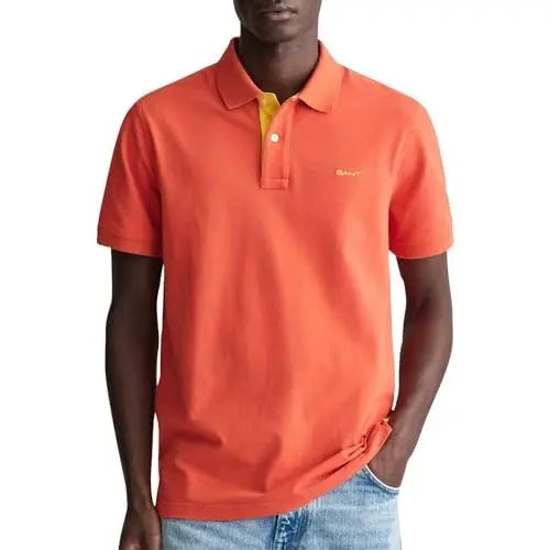 Produktbild: GANT Herren REG Contrast Pique SS Rugger, Burnt ORANGE, Large
