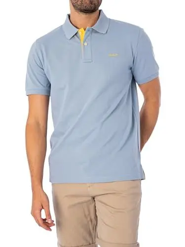 Produktbild: GANT Herren REG Contrast Pique SS Rugger, Dove Blue, M