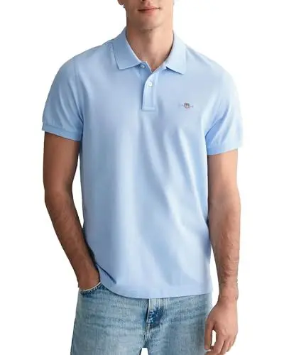 Produktbild: Gant Herren REG Shield SS Pique Polo Polohemd, Capri Blue, XXL