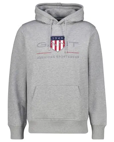Produktbild: Gant Herren Reg Archive Shield Hoodie Kapuzenpullover, Grey Melange, M EU