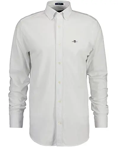 Produktbild: GANT Herren Reg Jersey Pique Shirt Klassisches Hemd, Weiß, L EU
