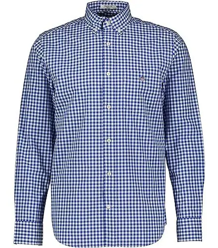 Produktbild: GANT Herren Reg Poplin Gingham Shirt Klassisches Hemd, College Blue, XL EU