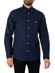Produktbild: GANT Herren Reg Poplin Shirt Klassisches Hemd, Marine, M EU