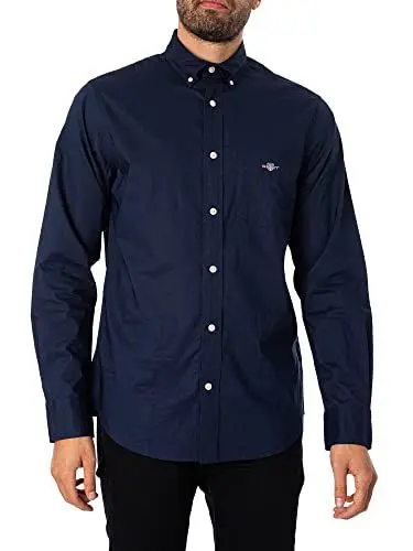 Produktbild: GANT Herren Reg Poplin Shirt Klassisches Hemd, Marine, M EU