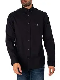 Produktbild: GANT Herren Reg Poplin Shirt Klassisches Hemd, Schwarz, XL EU