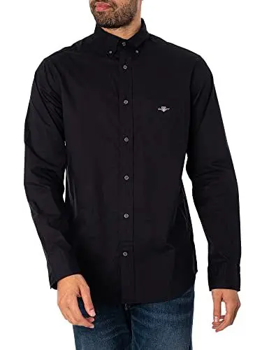 Produktbild: GANT Herren Reg Poplin Shirt Klassisches Hemd, Schwarz, XL EU