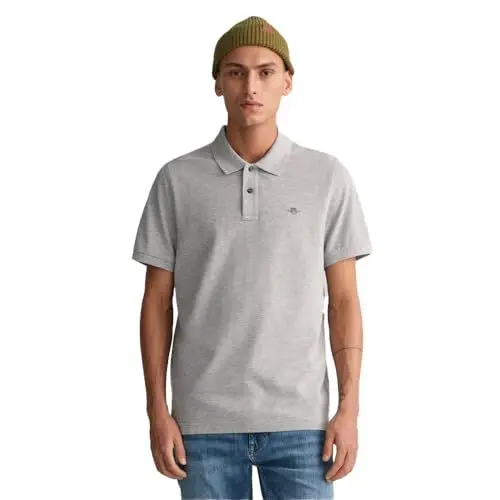 Produktbild: Gant Herren Reg Shield Pique Polohemd, Grey Melange, XXL EU