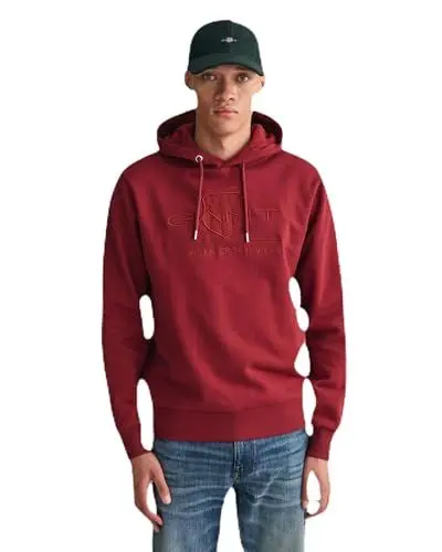 Produktbild: GANT Herren REG Tonal Shield Hoodie Kapuzenpullover, PLUMPED RED, 3XL