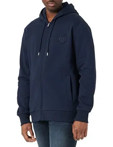 Produktbild: Gant Herren REG Tonal Shield Full Zip Hoodie Kapuzenpullover, Evening Blue, 3XL