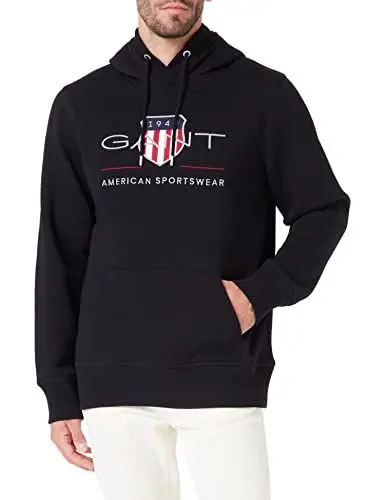 Produktbild: Gant Herren Reg Archive Shield Hoodie Kapuzenpullover, Schwarz, L EU