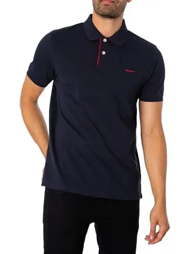 Produktbild: Gant Herren Reg Contrast Pique Rugger Polohemd, Evening Blue, XL EU