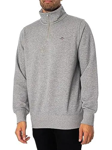 Produktbild: Gant Herren Reg Shield Half Zip Sweatshirt, Grey Melange, 3XL EU