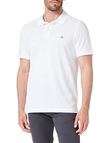 Produktbild: Gant Herren Reg Shield Pique Polohemd, Weiß, M EU