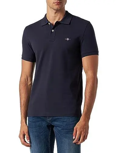 Produktbild: Gant Herren Slim Shield Pique Polohemd, Evening Blue, M EU