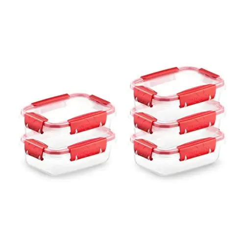 Produktbild: Ganter & May® Butterfly - Set 5 x 0,5 L Frischhaltedosen mit deckel Luftdichte Mealprepboxen, -40 bis +100 Grad, BPA frei Kunststoff, Tupperdosen, Mikrowellengeschirr, Gefrierdosen, fur Spülmaschinen
