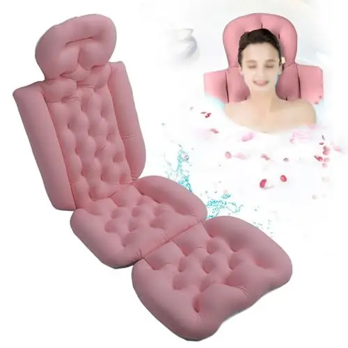 Produktbild: Ganzkörper Badewannenkissen für die Badewanne, Ganzkörpermatte und Kissen Kopfstütze mit Starken Saugnäpfen, Kissen für Badewannen Kopfstütze, Nacken Rückenstütze, rutschfeste