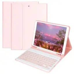 Produktbild: GAOJIE Tastatur Hülle für IPad 9th Gen 2021/8th Gen 2020/7th Gen 2019/IPad Air 3 Gen 2019/IPad Pro 10.5 2017 10.2 Zoll, Bluetooth Abnehmbare QWERTZ Deutscher Tastatur(Rosa)