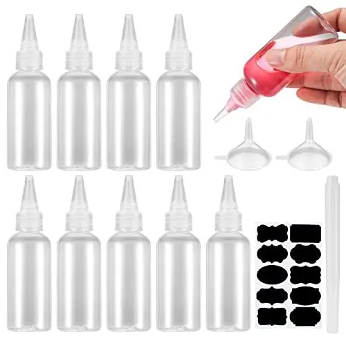 Produktbild: Gaomoeny 10 Stück Quetschflaschen Kunststoff(5 Stk 100 ml, 5 Stk 60 ml), Klein Squeeze Flaschen, Dressingshaker Spritzflaschen für Speisewürze Kochen Soßen, mit Trichtern, Etiketten, Kugelschreiber
