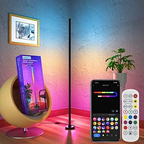 Produktbild: Gaoxun LED Stehlampe Wohnzimmer, 127cm RGBIC Ecklampe Dimmbar mit Fernbedienung und APP, Alexa und Google Assistant, 16 Millionen Farben, 44 Szenenmodi, Musikmodi, DIY-Modus, für Schlafzimmer Gaming