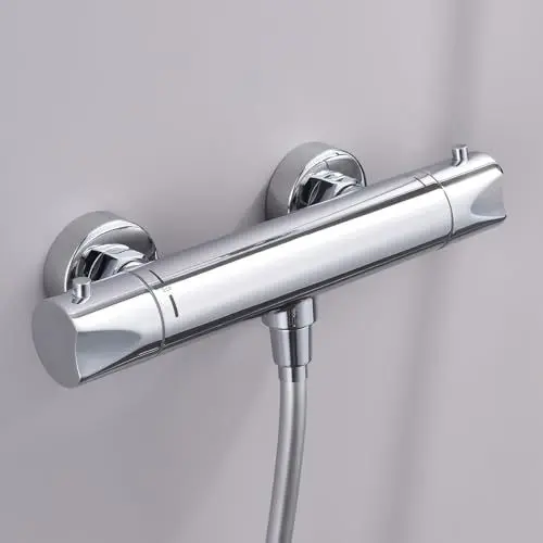 Produktbild: GAOZHI Mischbatterie Dusche für Badewannenarmatur Duscharmatur mit Thermostat Wannenarmatur Duschsystem Ohne Armatur Thermostat Duscharmatur aus Messing mit Wassersparendem Steuerknopf ECO, Chrom
