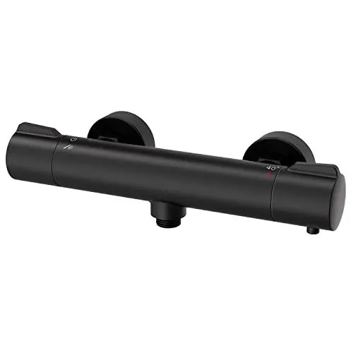Produktbild: Thermostatische Duschmischbatterie, Thermostatische Duscharmatur, Duschmischstange, Schwarzes Duschmischventil, Runde Duschstangen Mischbatterien, Armatur duschthermostat, Chrom mischbatterie dusche