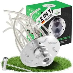 Produktbild: GARDCORE® 2in1 Unkrautbürste Freischneider (Mähen & Pflaster reinigen | inkl. 30m Faden) Wildkrautbürste für Motorsense Zubehör | Fugenbürste Unkraut | Trimmerkopf inkl. 20mm Adapter & Werkzeug
