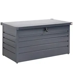 Produktbild: GARDEBRUCK® Auflagenbox Metall Wetterfest Gasdruckfeder Abschließbar 360L Garten Balkon Keller Gartenbox 120x62x63cm Gartentruhe Metallbox Anthrazit