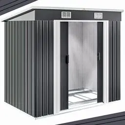 Produktbild: GARDEBRUK® L Metall Gerätehaus 2m² mit Fundament 196x122x182cm Schiebetür Anthrazit Geräteschuppen Gartenhaus 4m³