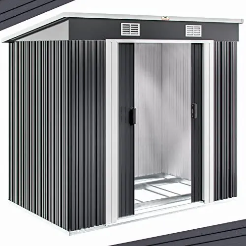 Produktbild: GARDEBRUK® L Metall Gerätehaus 2m² mit Fundament 200x125x185cm Schiebetür Anthrazit Geräteschuppen Gartenhaus 4m³