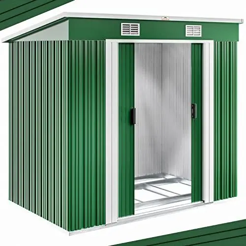 Produktbild: GARDEBRUK® L Metall Gerätehaus 2m² mit Fundament 200x125x185cm Schiebetür Grün Geräteschuppen Gartenhaus 4m³
