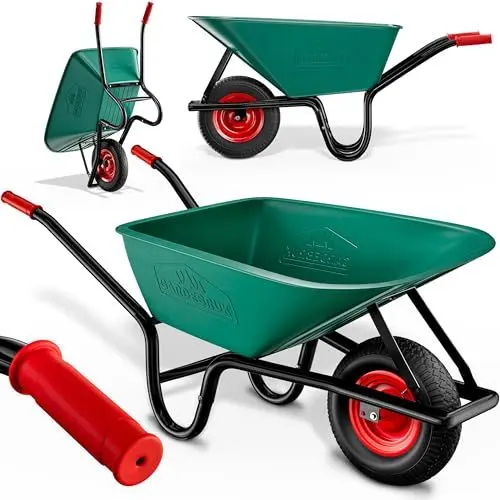 Produktbild: GARDEBRUK® Schubkarre 100 Liter Bauschubkarre Gartenschubkarre bis 250kg Belastbarkeit Luftreifen stabile Ausführung mit Kunstoffwanne