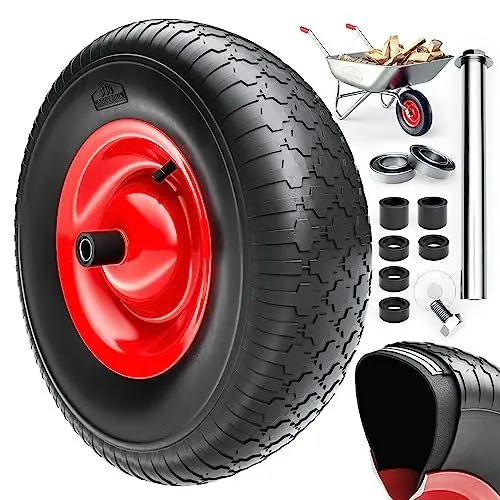 Produktbild: GARDEBRUK® Schubkarrenrad Luftbereifung 4.80/4.00-8 Ø 390mm 200kg Achse Felge Kugellager Schubkarrenräder Schubkarrenreifen Rad Reifen Schubkarre