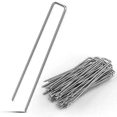Produktbild: Gardebruk® 100x Erdanker verzinkter Stahl 150mm x 25mm Ø 2,7mm Unkrautvlies Gartenvlies Zeltanker Heringe Bodenanker Zaun Garten Zelthering Kunstrasen