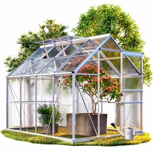 Produktbild: Gardebruk® Aluminium Gewächshaus 4,75m² mit Fundament 250x190cm inkl. 2 Dachfenster Treibhaus Garten Frühbeet Aufzucht 7,63m³