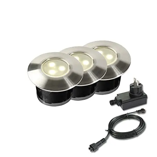 Produktbild: Garden Lights® Bodeneinbau Gartenleuchten Set Acis - 12v 0,5W LED - Edelstahl - IP67 Wasserdicht - geeignet für Einbau in Gärten, Wege oder Einfahrten