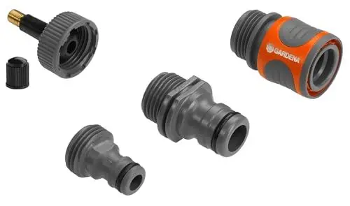 Produktbild: Gardena Entwässerungsventil-Set: Ventil-Set zur manuellen Entwässerung, 3 Aufsätze für Original Gardena System Schlauchverbinder, Original Gardena System Nippel und Profi-System Nippel (2770-20)