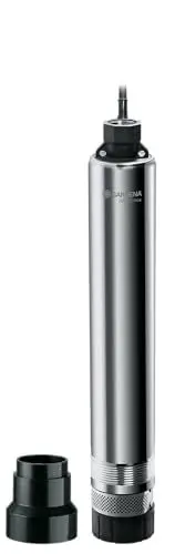 Produktbild: Gardena Premium Tiefbrunnenpumpe 6000/5 inox: Brunnenpumpe aus rostfreiem Edelstahl mit 6000l/h Fördermenge, inkl. integriertem Thermoschutzschalter (1492-20)