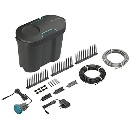 Produktbild: Gardena Urlaubsbewässerungs-Set inkl. Wasserreservoir: Innen und außen Bewässerungsset für Topfpflanzen, Transformator mit integriertem Zeitschalter, Auto-Stop-Funktion (13366-20)