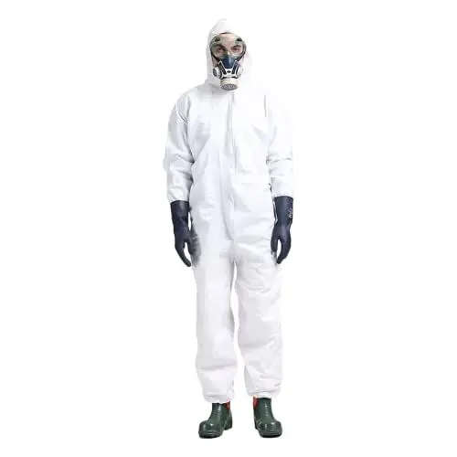 Produktbild: gardeNext ProTec MK 3 Schutz-Overall, Einweg Schutzanzug mit Kapuze, Wasserdichter Arbeitsoverall, Maleranzug zum Renovieren, Schutzkleidung Herren Damen, Weiß Größe L