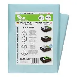 Produktbild: GARDENIX® 30 m² Frühling Gartenvlies Aqua mit sehr hoher Wasserdurchlässigkeit, zur Abdeckung von Gemüsebeeten, UV-Stabilisierung (3m x 10m)