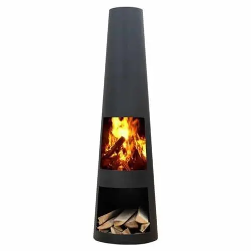 Produktbild: GardenmaxX Original Gartenkamin/Terrassen-Feuerstelle Rengo XL Black, Kamin 145cm Black Edition